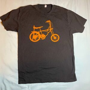 Black T-shirt with Mini Bicycle Print, Men’s Large